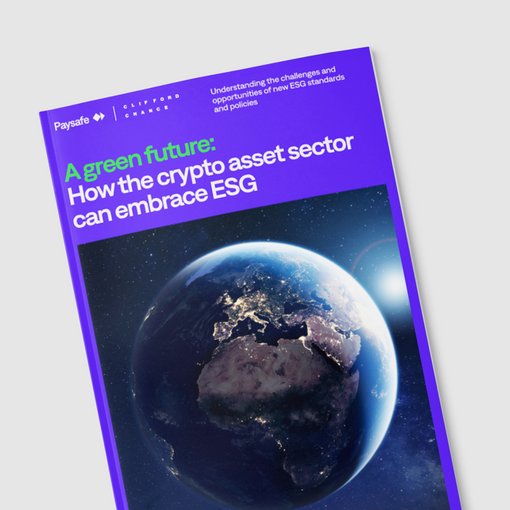 Digital report cover titled “A green future: How the crypto asset sector can embrace ESG”