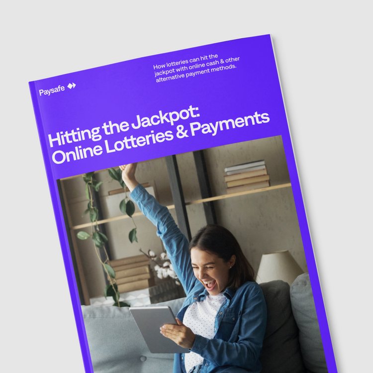 Brochure cover titled “Hitting the Jackpot: Online Lotteries & Payments”