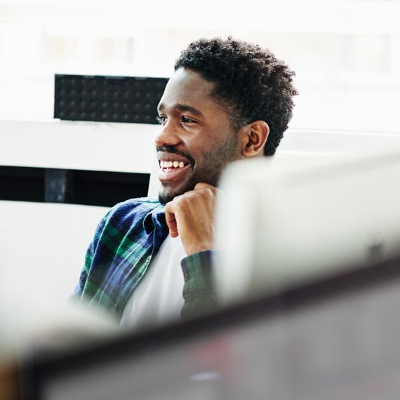 Individual working on computer